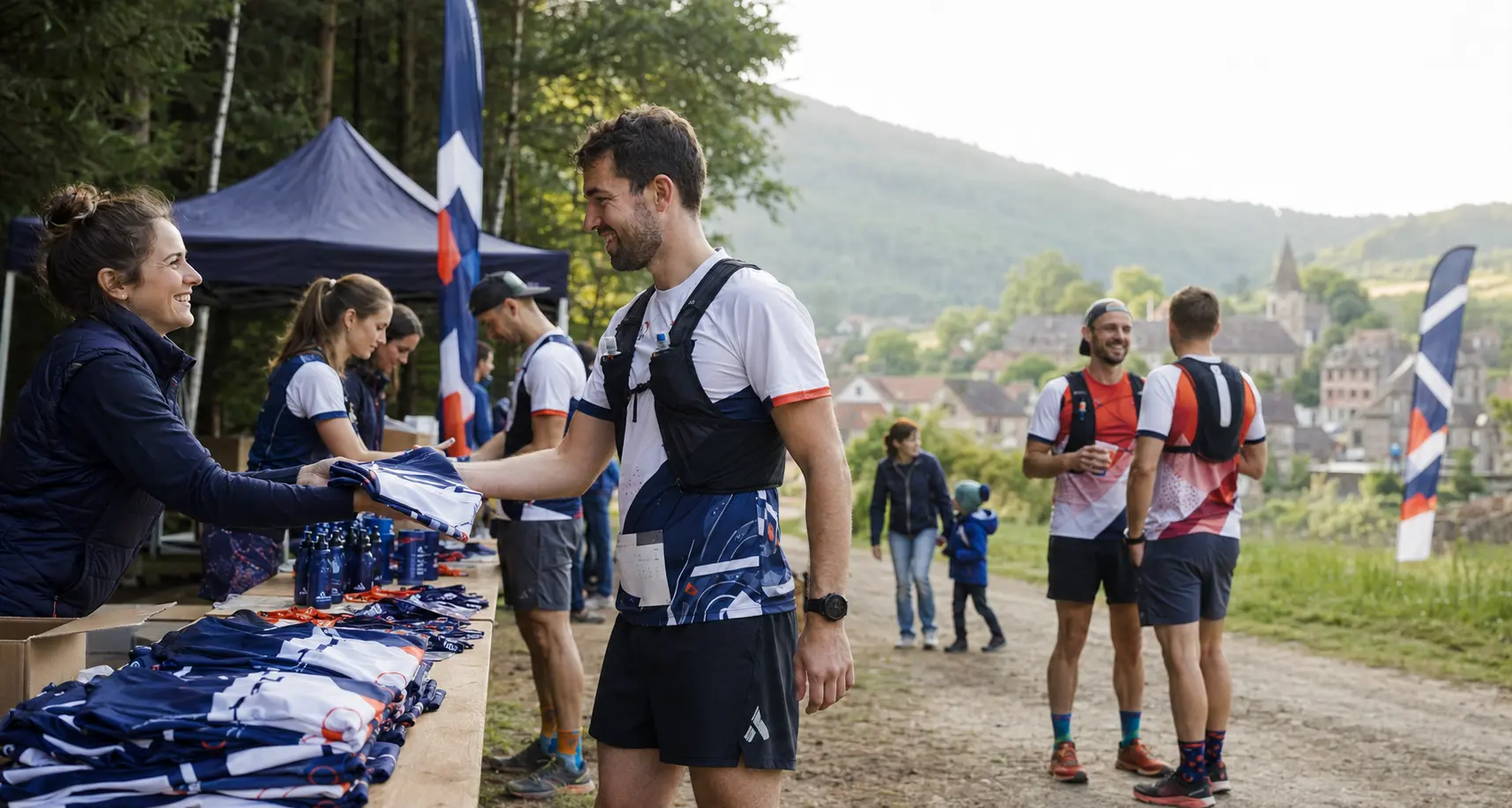 Remise de maillots personnalisés aux participants d’un trail